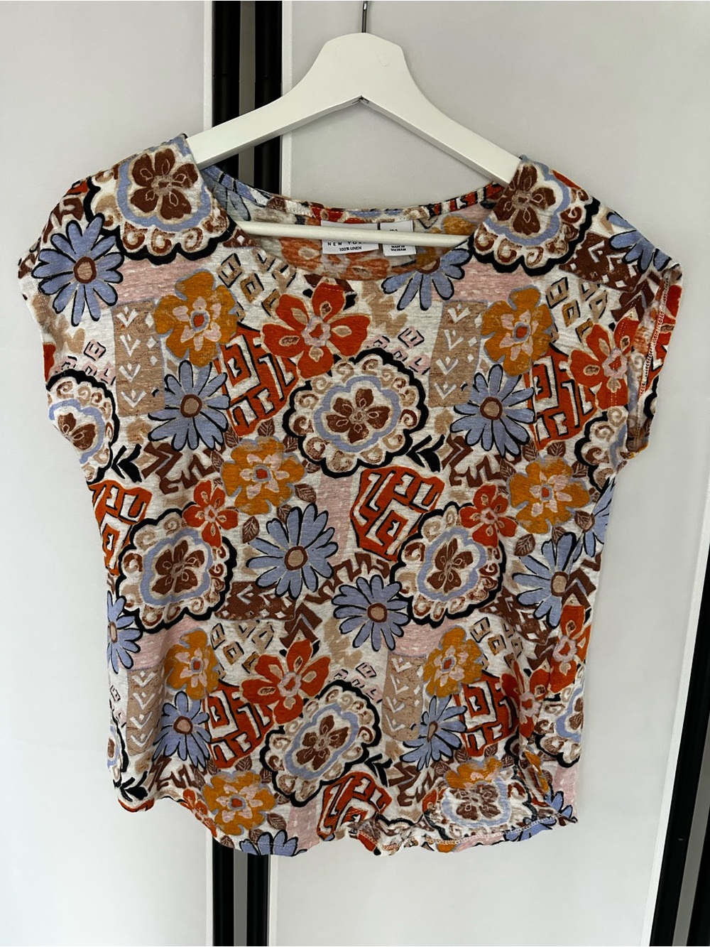 Nicole Miller Multicolor Floral Short Sleeve Top